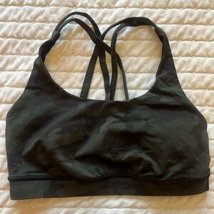 Lululemon Energy Bra - Incognito Camo Multi Gator Green - Size 6.